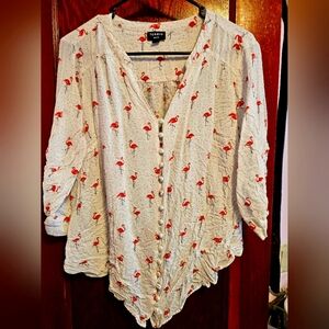 Torrid White Flamingo Print Women's Top
